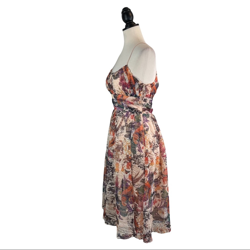 Anthropologie Maeve Mackenzie Spaghetti Strap Dress Floral Mesh Overlay, Size 0 - Picture 3 of 15